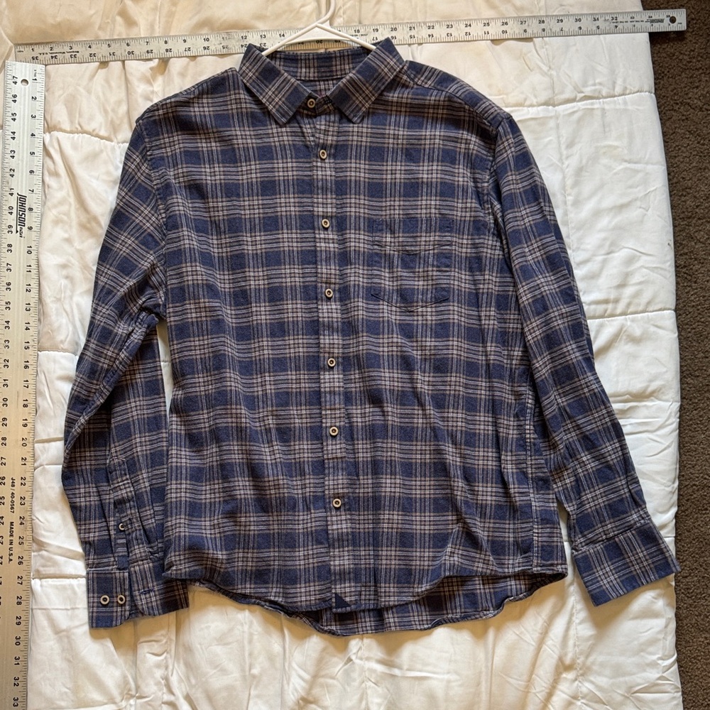 UNTUCKit Navy and Beige Plaid Shirt